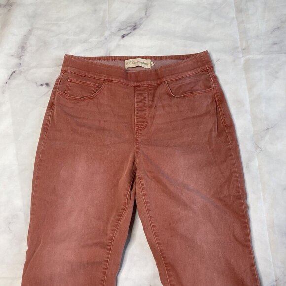 Soft Surroundings Pink Slim Leg Jeans Womens Size Petite Medium Pull On Stretch - Picture 2 of 4